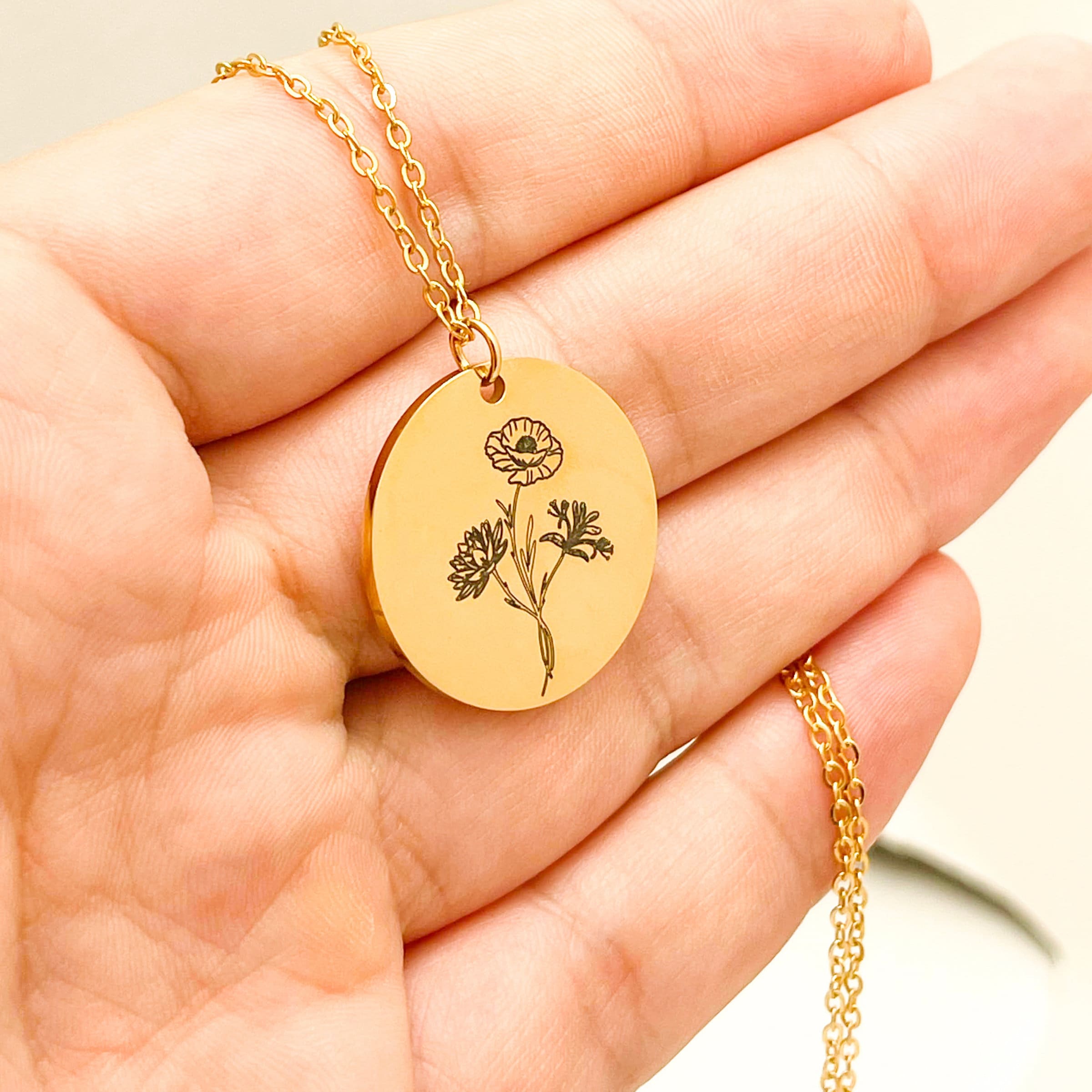 Family Bouquet Flower Necklace Combined Birthflower Birth