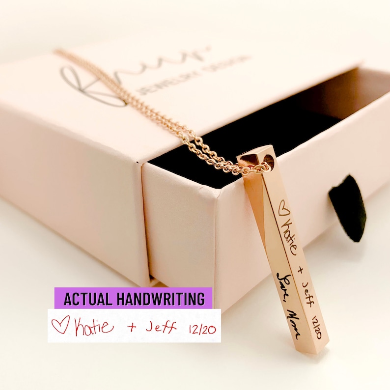 Personalized Handwriting Bar Necklace Actual Handwriting Necklace Handwriting Jewelry Mom Mothers Gift Signature Memorial Keepsake Necklace image 7