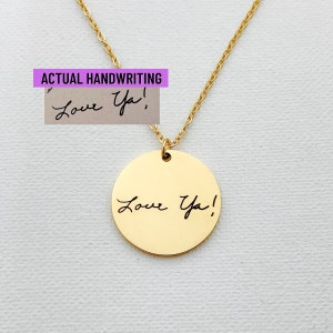 Actual Handwriting Necklace | Signature Necklace | Keepsake Necklace | Handwritten Necklace Personalized Silver Rose Gold Memorial Necklace