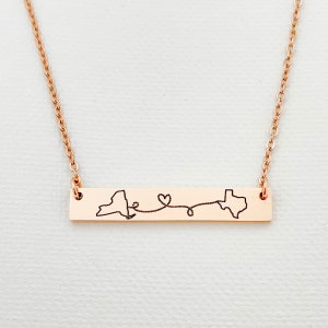 Long Distance Necklace, Location Jewelry, Long Distance Living Apart Necklace State Necklace California Texas  Florida New York Countries