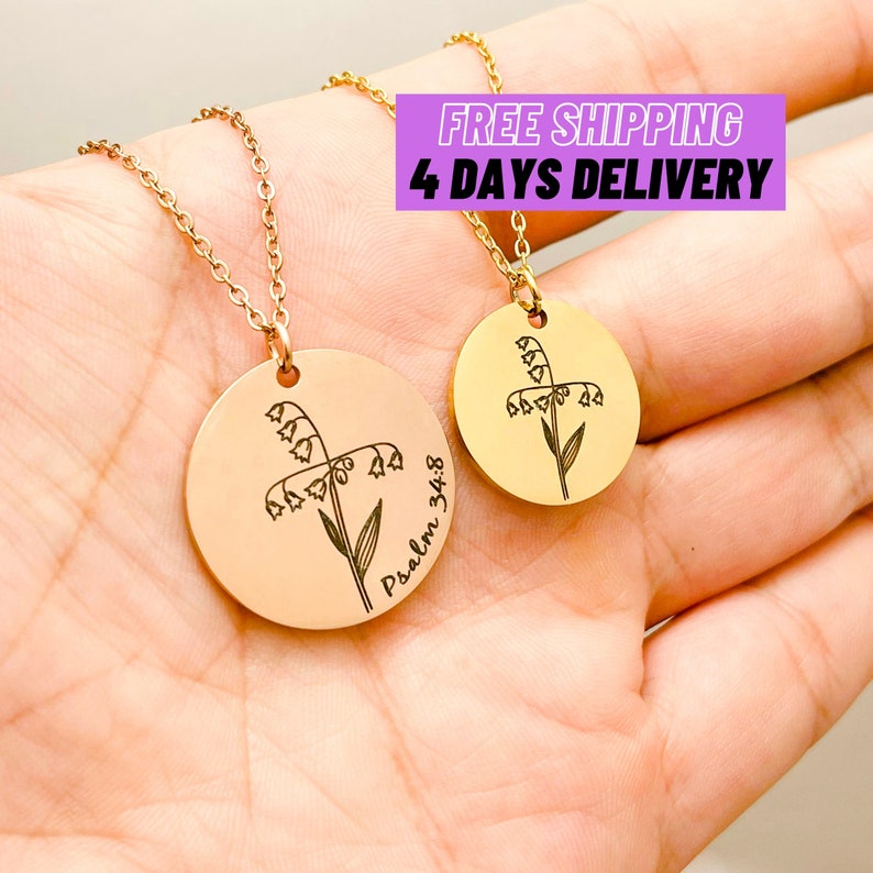 Flower Cross Necklace Bible Verse Necklace Christian Jewelry Etsy