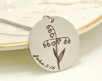 Flower Cross Necklace Bible Verse Necklace Christian Jewelry Faith Necklace Religious Gift Gift for Prayer Cross Jewelry Floral Cross Charm