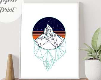 Matterhorn Mountain Line Art Print: Geometric Silhouette Poster (Digital Download)