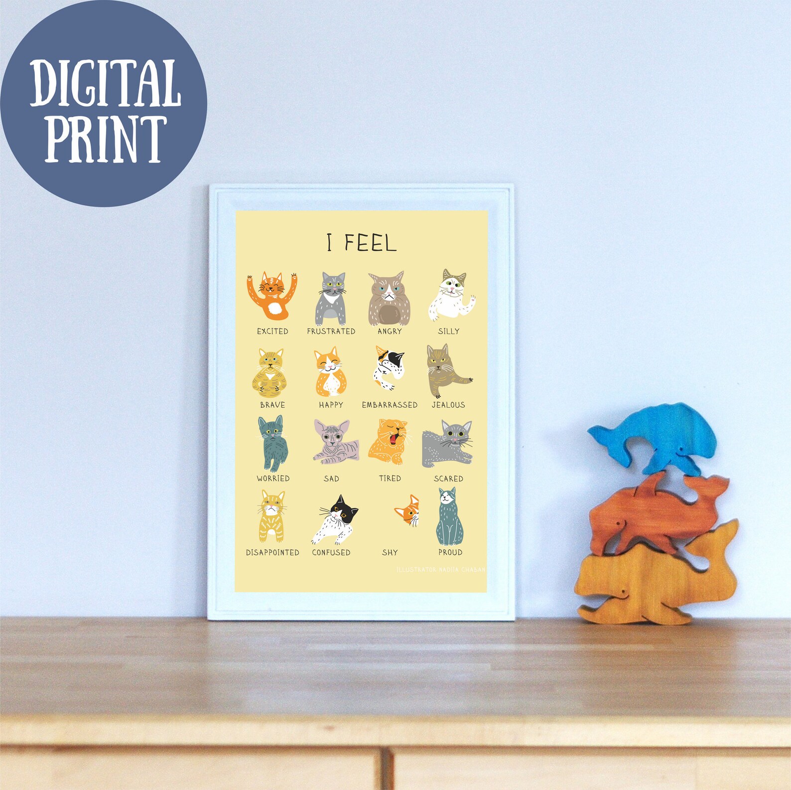 Printable Cat feelings & emotions chart Cat feelings print Etsy