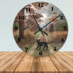 11 3/4 inch Mystic Salem Wall Clock RYTA ART Decoration Time Interior  Design Decor Home House Room Office Halloween witch Horse Carriage