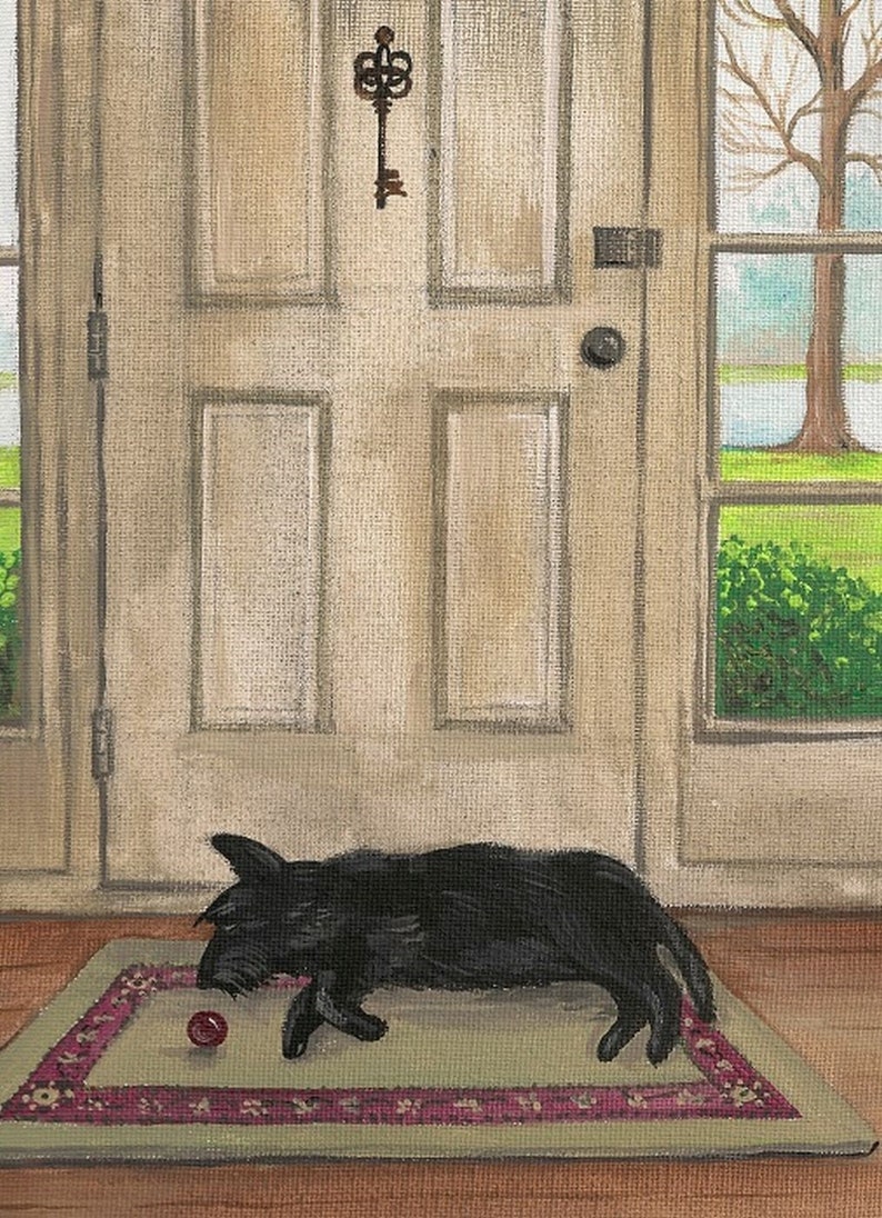 5x7 Watchdog RYTA Scottish Terrier Scottie dog pet humor funny canine interior home house office business decor design decoration art ball