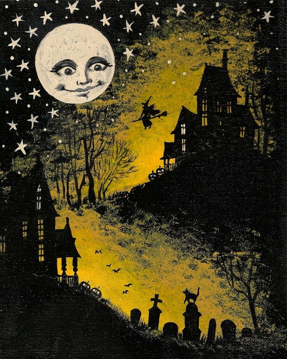 西洋のお城と満月の絵画になります。 西洋のお城と満月の絵画になります。