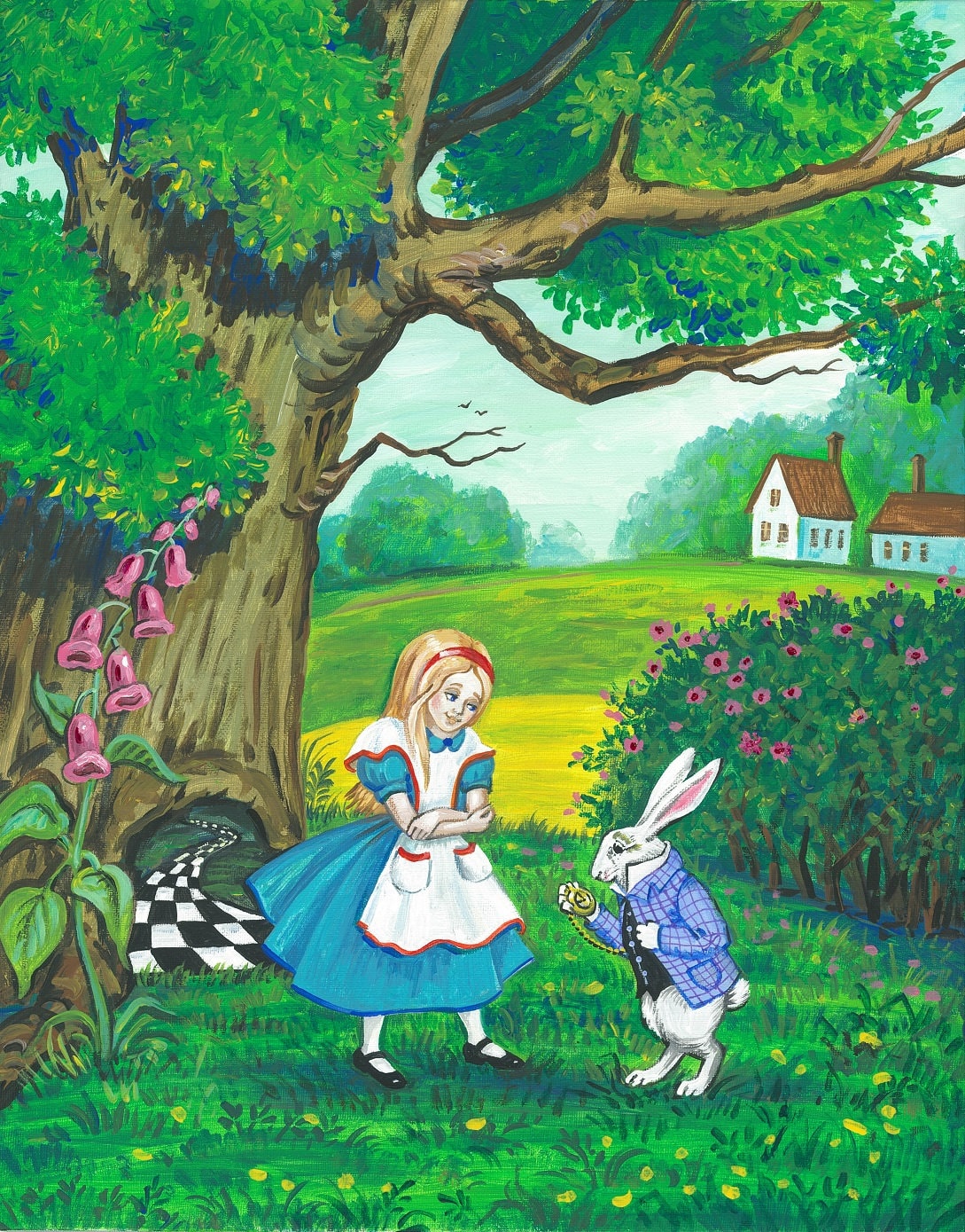 11x14 ラビットホール RYTA ART 不思議の国のアリス フォークアート