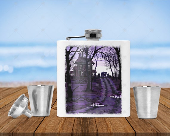 8oz Stainless Steel Hip Flask, Purple