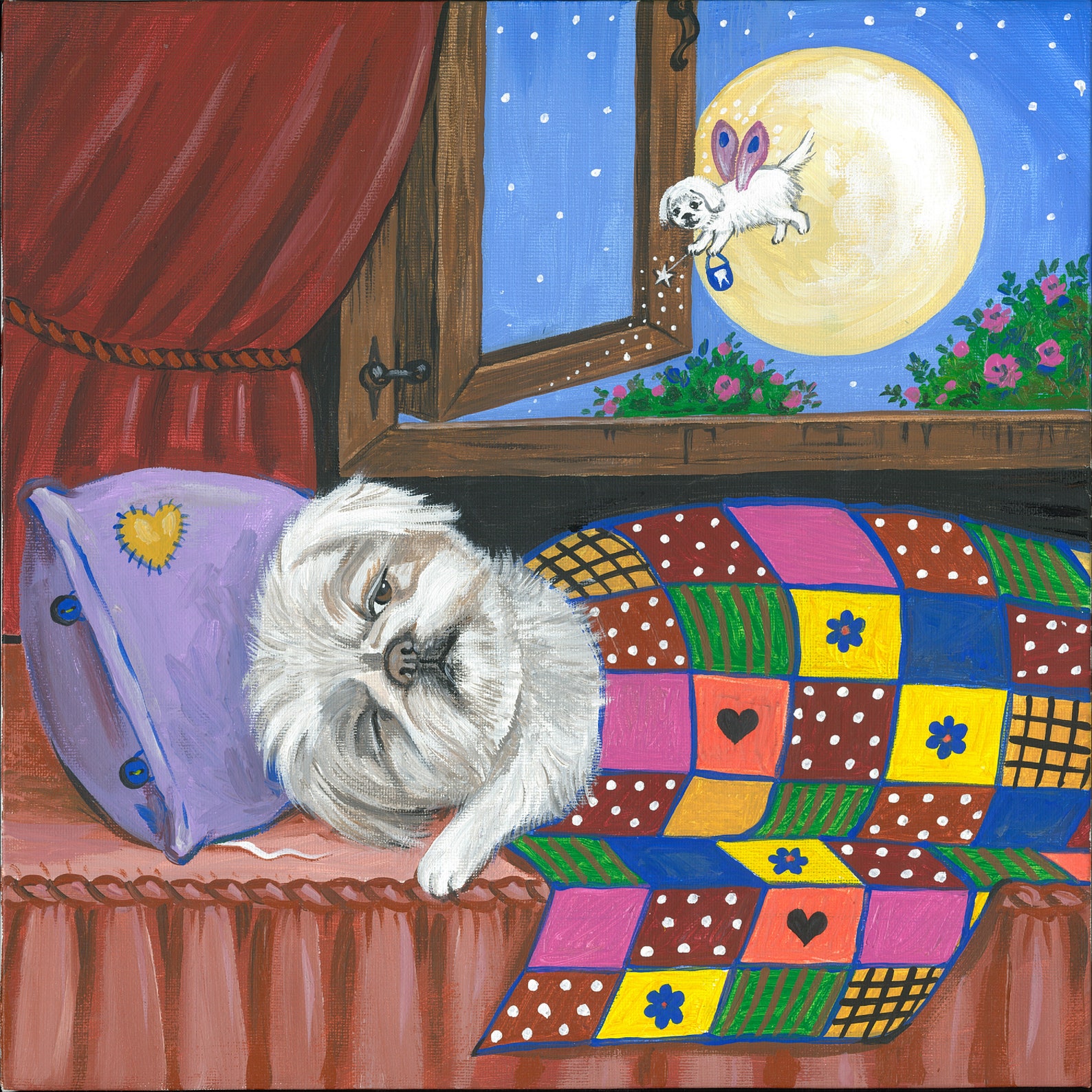 10x10 Tooth Fairy Pekingese Dog Pet Puppy Interior Home Office Etsy