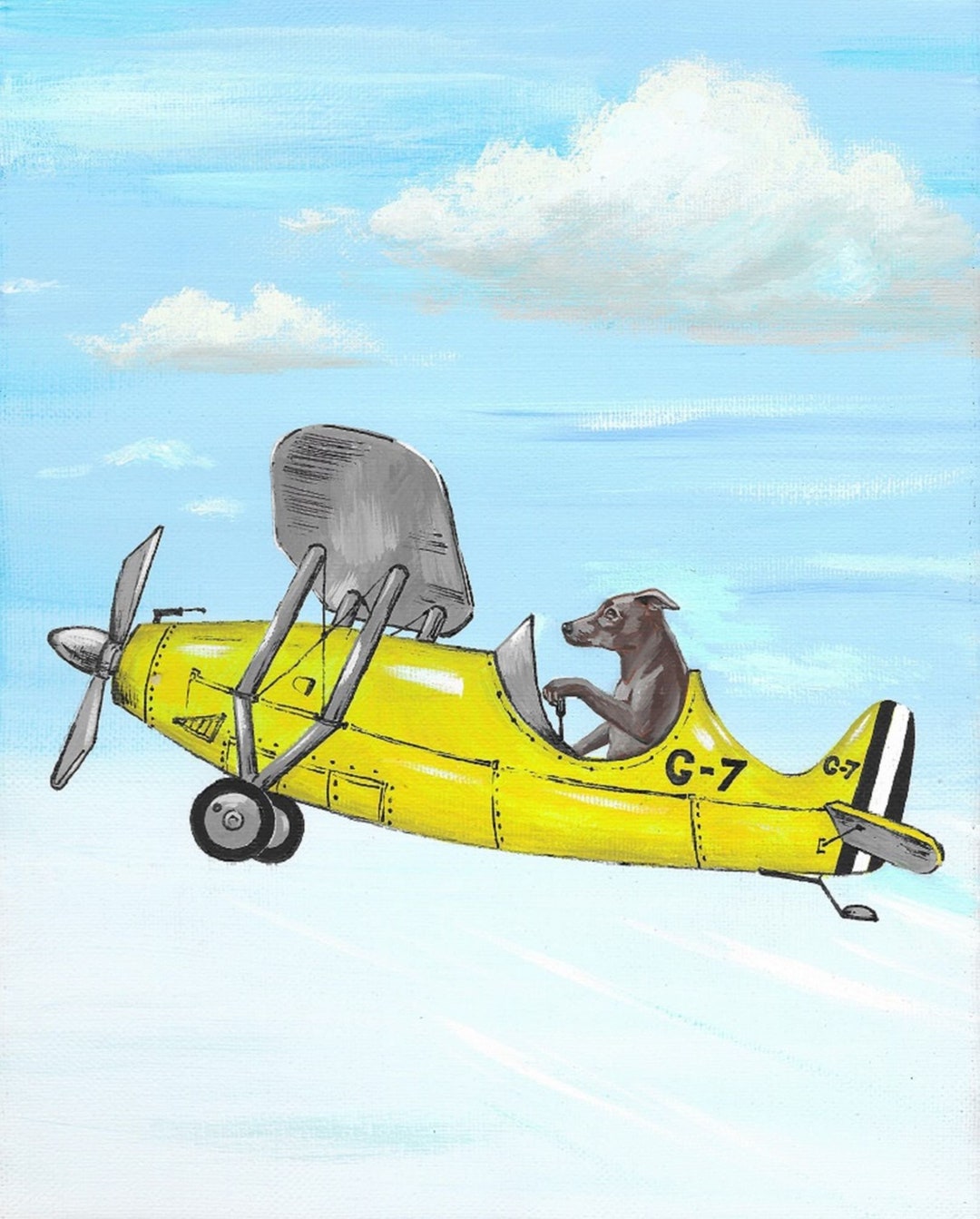 Norwegian Ridgeback In Flight 8x10 Rhodesian Ridgeback in Flight RYTA Dog Pet Airplane Airport Art ...