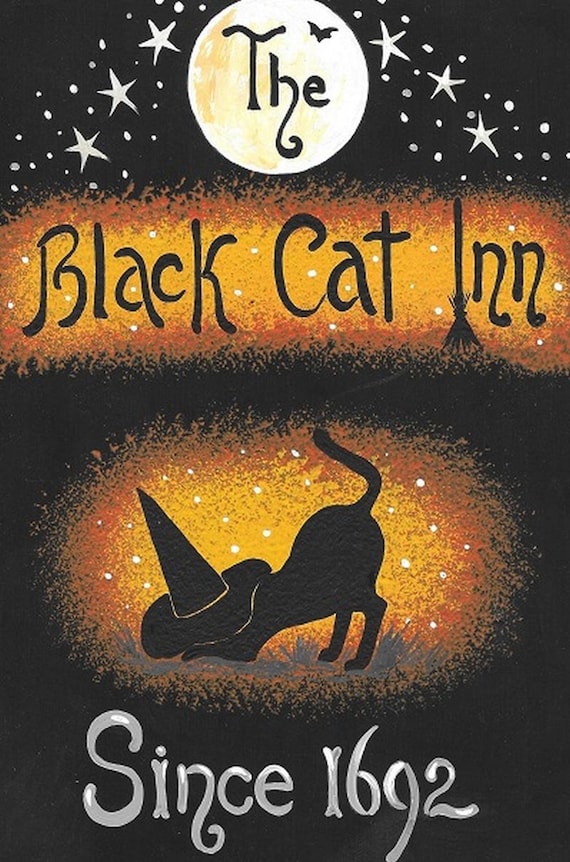 4x6 Black Cat Inn RYTA Halloween Sign Vintage Style Folk Art - Etsy 4x6 Black Cat Inn RYTA Halloween Sign Vintage Style Folk Art - Etsy