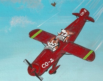 5x7 PRINT OF PAINTING SCOTTISH TERRIER SCOTTY RYTA CLASSIC AIRPLANE RED BARON 