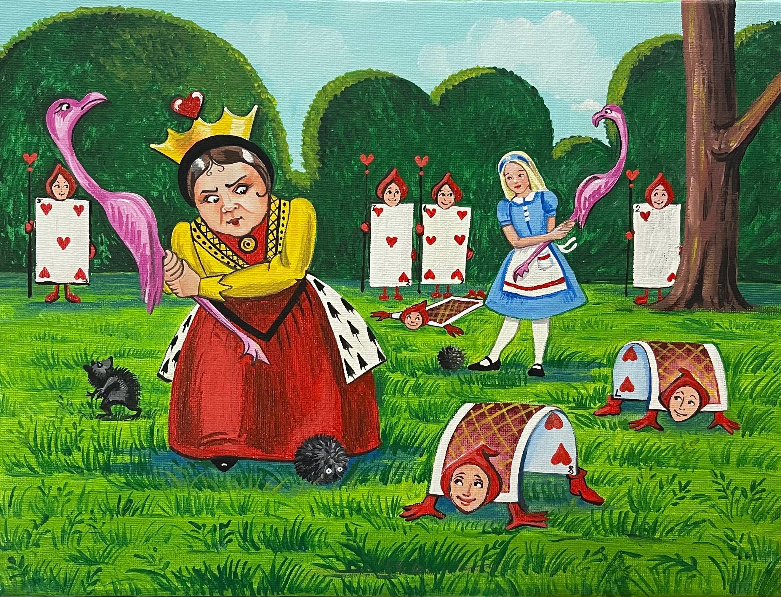 11x14 不思議の国のアリス RYTA フォークアート イラスト 肖像画 庭の