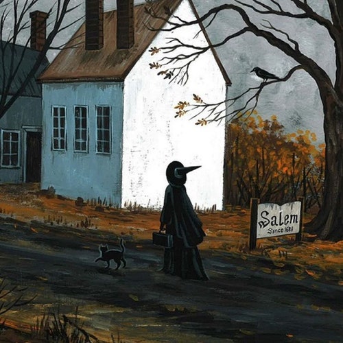 thumbnail interactive-video image 1 of Ryta Original 11x14 Print – Halloween Black Cat & Ouija Board Spirit Art, Signed 1 of 3