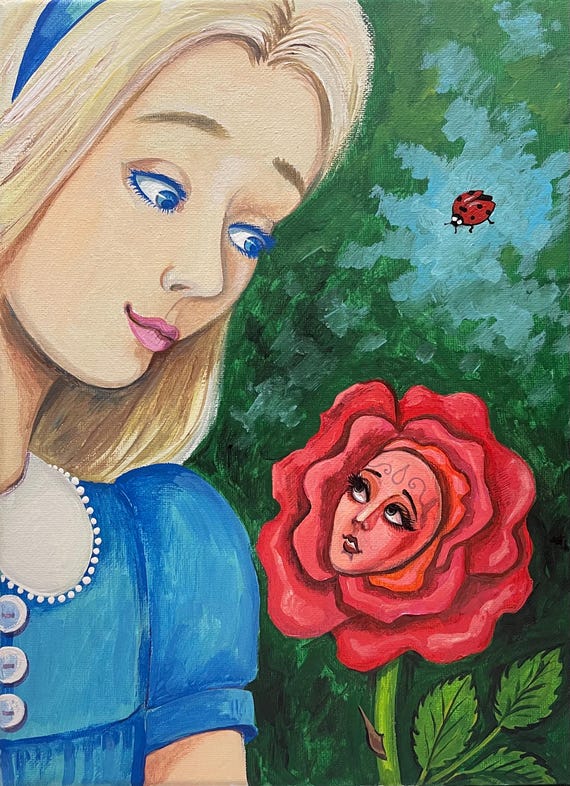 アート絵画 不思議の国のアリス 花イラスト 11x14 不思議の国のアリス