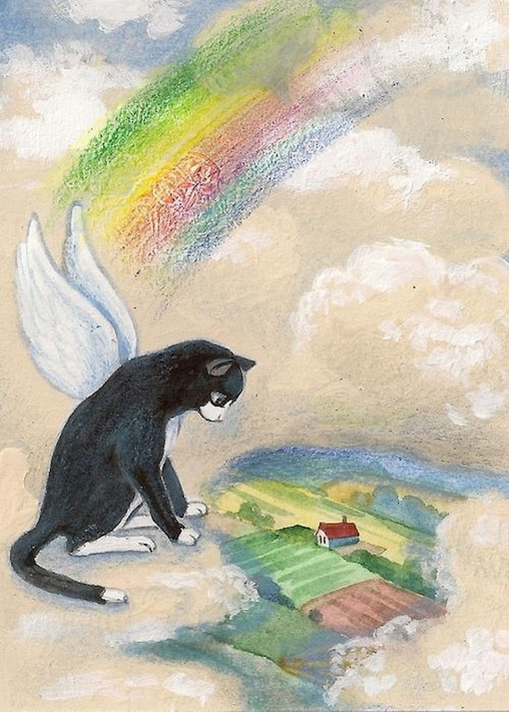 5x7 I Miss My Home RYTA Tuxedo Cat Sympathy farm Heaven Rainbow bridge feel better interior home house office design decor decoration art