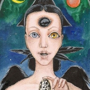 5x7 Adivino Bruja Ryta Halloween Magia Gitana Brujería Truco o trato Interior Hogar Casa Oficina Diseño Decoración Arte Huevo Sol