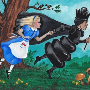 8x10 Floating On The Air RYTA Alice im Wunderland Königin Landschaft Märchen Folk Kunst Interior Haus Design Illustration