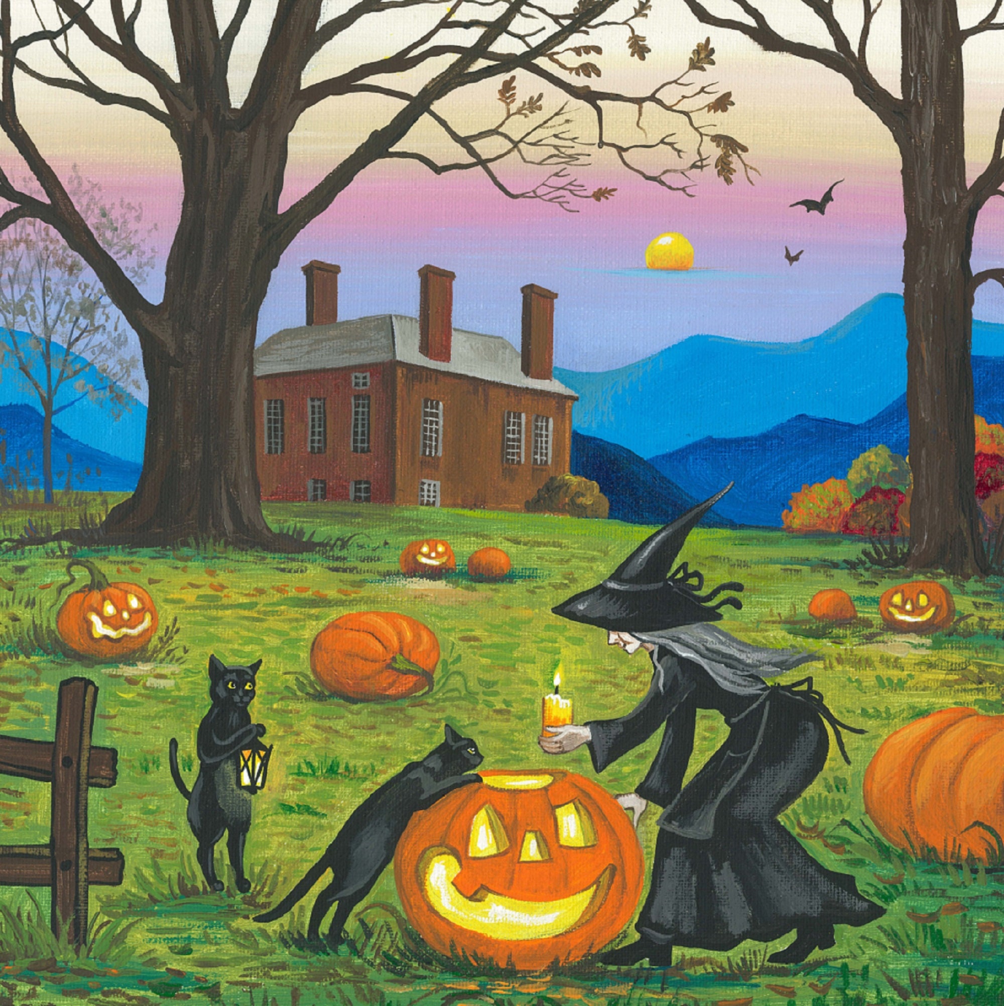 Set di 3 vassoi a più livelli con gatto fantasma e zucca, decorazione