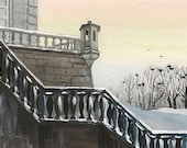 5x7 Crows Nesting RYTA ART Landscape raven castle England bird print United Kingdom interior home house office decor decoration design print