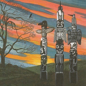 8x10 print Raven&#39;s Place RYTA crow American Indian totem pole Native art interior home house office decor decoration design crow spirit bird