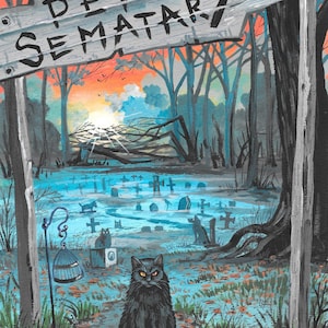 8x10 Pet Cemetery RYTA Semetery Stephen King Illustration Halloween movie black cat spirit zombie ghost Autumn Fall decor design decoration