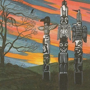 4x6 print Raven&#39;s Place RYTA crow American Indian totem pole Native art interior home house office decor decoration design crow spirit bird