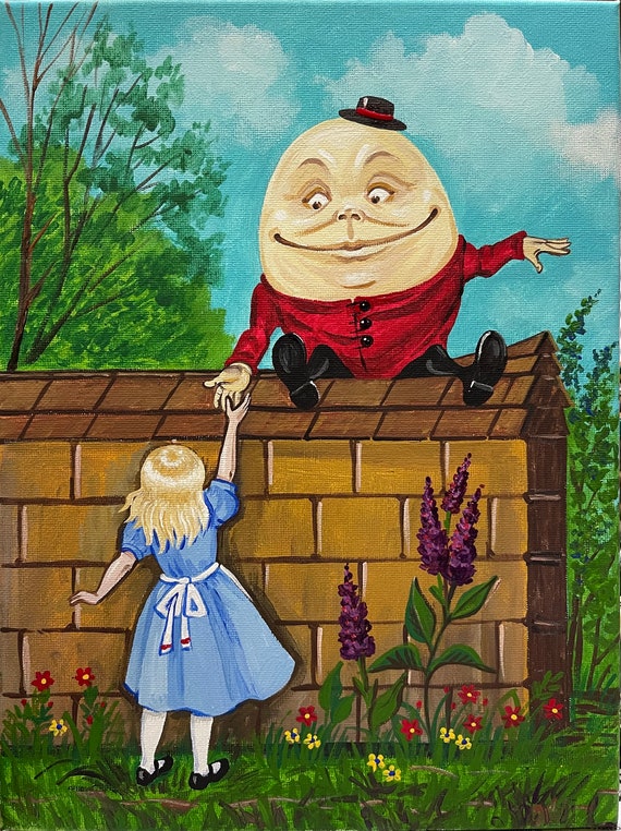 8x10 不思議の国のアリス リタ フォークアート イラスト ハンプティ