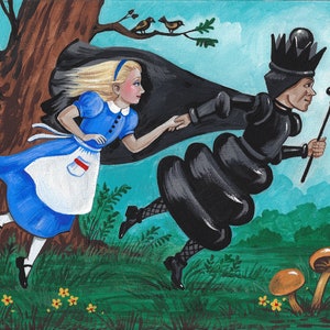 ACEO Floating On The Air RYTA Alice im Wunderland Königin Landschaft Märchen Volkskunst Interior Haus Design Illustration