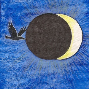 5 x 7 The Eclipse RYTA Rave Crow astronomie lunaire espace intérieur maison maison bureau entreprise décoration lune style vintage Halloween art