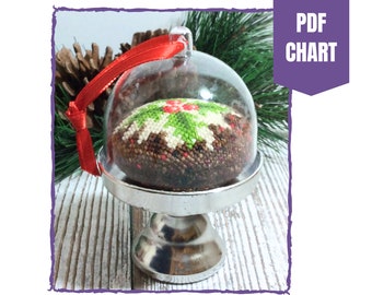 Christmas pudding cross stitch chart - Christmas pudding cross stitch pattern - instant pdf download -3D cross stitch