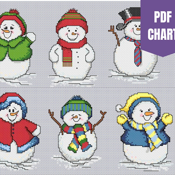 Snowman Cross Stitch Pattern - Etsy