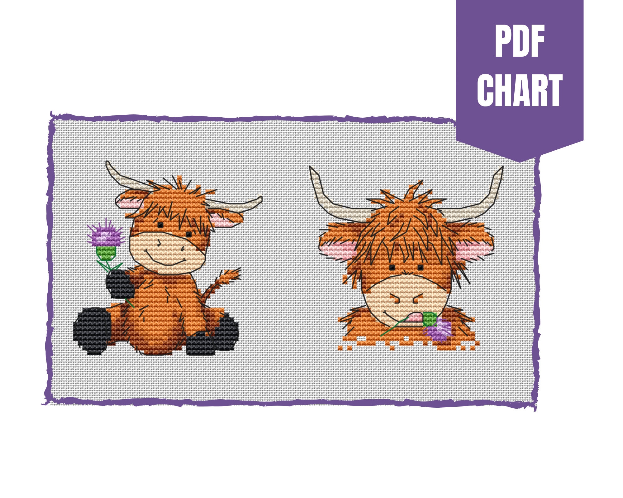 Highland Cows Cross Stitch Chart/instant Pdf Download/counted Etsy