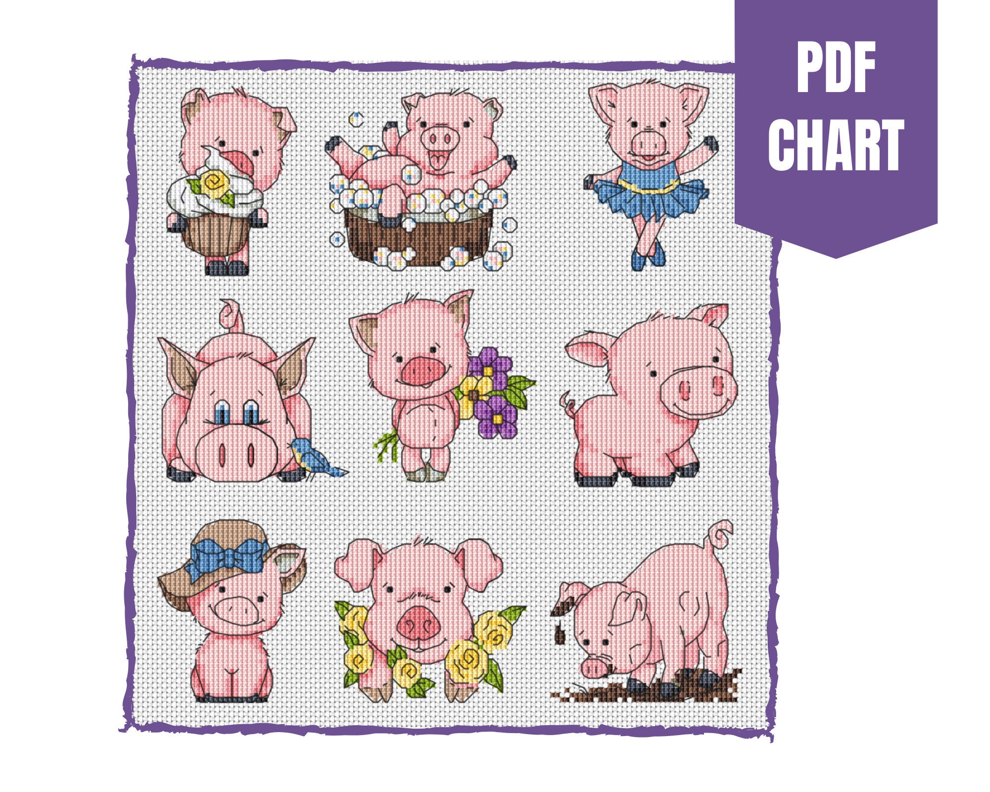 Cross stitch kit Sweet-tooth piglet