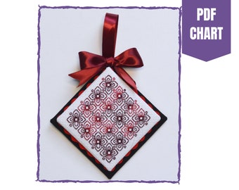 Blackwork ornament embroidery pattern/blackwork chart/instant pdf download/embroidery pattern