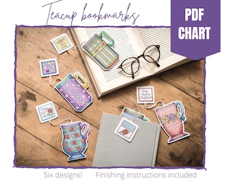 Teacup bookmarks cross stitch chart/mug cross stitch chart/bookmarks/instant pdf download/cross stitch pattern
