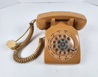 Vintage Gold/Mustard ITT Rotary Telephone Desk Phone, Untested, Faded