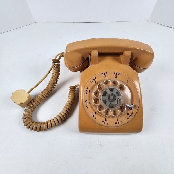 Vintage Gold/Mustard ITT Rotary Telephone Desk Phone, Untested, Faded