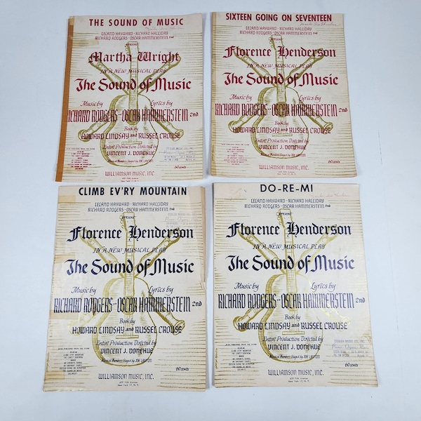 1959 The Sound of Music Sheet Music, Martha Wright, Florence Henderson Lot of 4