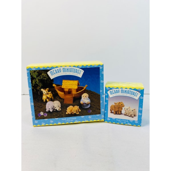 NIB Hallmark Merry Miniatures Noah and Friends 2 boxed sets 1996