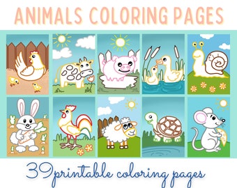 Printable Animals Coloring Pages for Kids- with Thick Colored Lines Great for First Coloring Activity for Babies and Toddlers