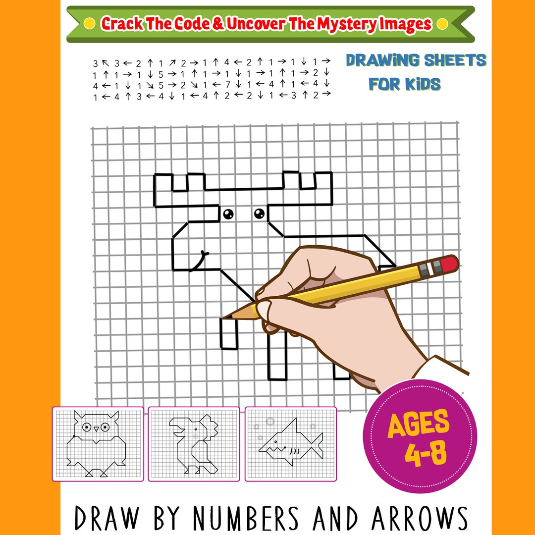 Printable Drawing Sheets for Kids 4-8 Years Old Draw by Numbers
