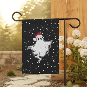 Ghost Garden Flag, Christmas Garden Flag, Goth Garden Flag, Creepy Christmas Decoration, Spooky Christmas Decorations, Winter Yard Flags