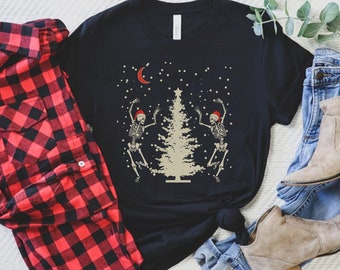 Dancing Skeleton Christmas, Skeleton Christmas Shirt, Goth Christmas Gifts, Spooky Christmas Shirt, Santa Skull, Creepy Christmas Shirt