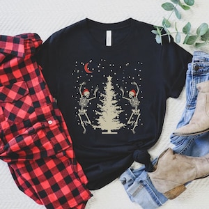 Dancing Skeleton Christmas, Skeleton Christmas Shirt, Goth Christmas Gifts, Spooky Christmas Shirt, Santa Skull, Creepy Christmas Shirt