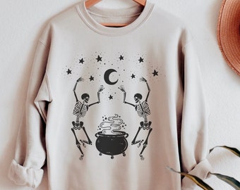 Dancing Skeleton Sweatshirt, Halloween Crewneck, Witchy Sweatshirt, Fall Apparel, Skeletons Sweatshirt, Halloween Party Sweatshirt, Mystic