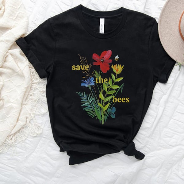 Save The Bees Shirt, Earth Day Shirt, Environment Shirt, Beekeeper Gift, Botanical Shirt, Bee Shirt, Environmental Shirt, Spring Aesthetic
