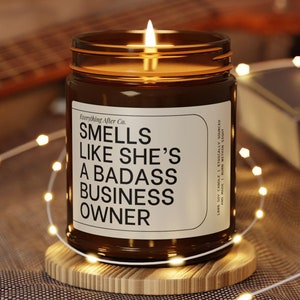 Smells Like She's A Badass Business Owner Candle, New Business Candle, Entrepreneur Gift, Small Business Owner Gifts, Funny Female Boss Gift immagine 1