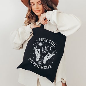 Hex The Patriarchy Tote, Witchy Tote Bag, Feminist Tote Bag, Feminism Tote, Feminist Gift, Women Rights Tote, Female Empowerment, Cotton Bag